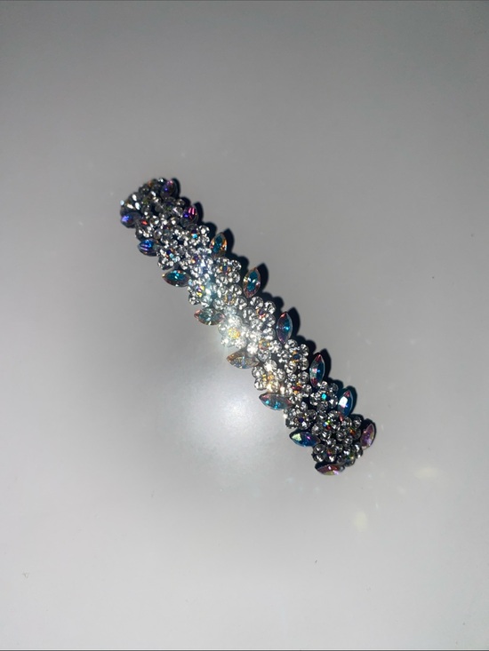 Anthropologie Accessories - Crystal Embellished Hair Barrette - Iridescent and Black Metal Hair Pin Clip
